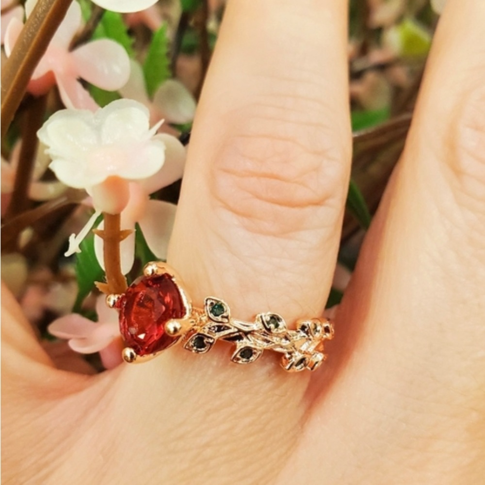 Grand Romantic Gesture Red Ruby Rose Emerald Gree… - image 3